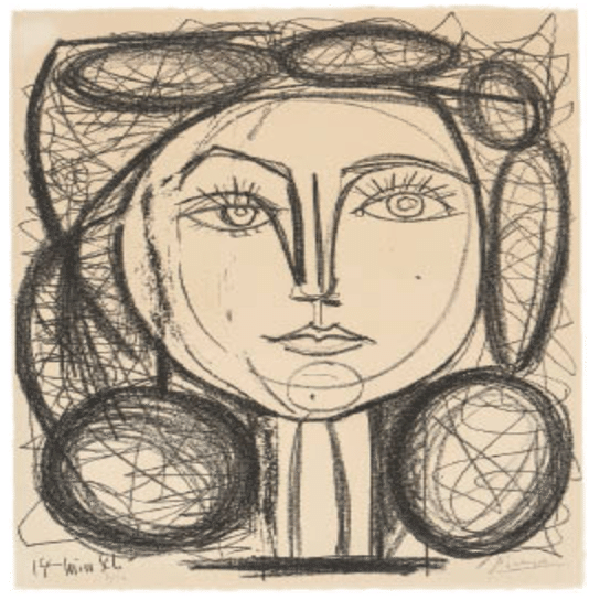 パブロ・ピカソ】 版画 / リトグラフ 「フランソワーズ」 1946年 査定