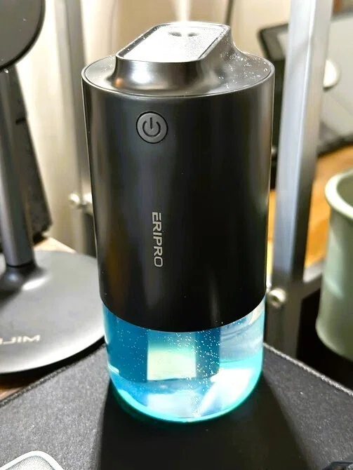 小型軽量、USB充電式のコードレス加湿器「ポータブル超音波式加湿器