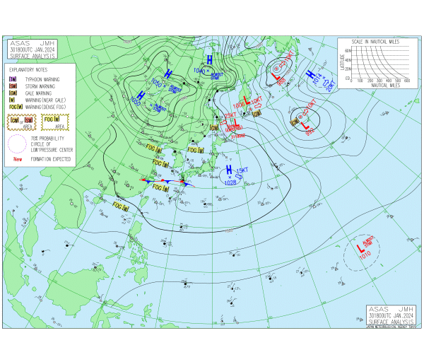 03時の実況天気図