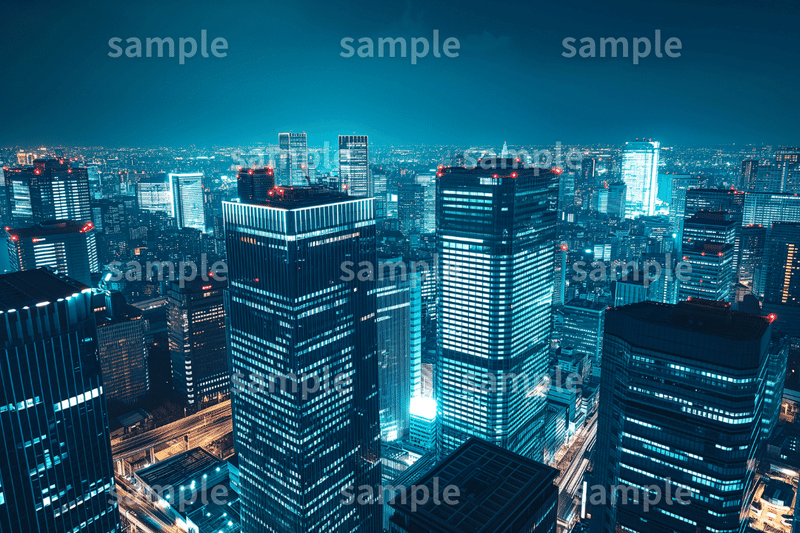 「都会の夜景」フリー素材3枚セット｜街並み・オフィス街・ビジネス街のイメージ画像に