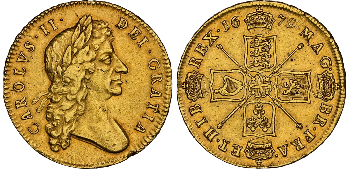 イギリス｜1679年チャールズ2世5ギニー金貨｜アンティークコイン