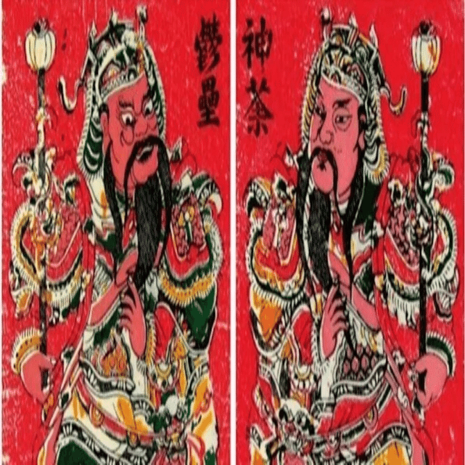 【縁起物】動物と少女の色鮮やかな版画　版画 中国 年画 春節 節句 旧正月 縁起物】動物と少女の色鮮やかな版画 版画 中国 年画 春節 節句 旧正月