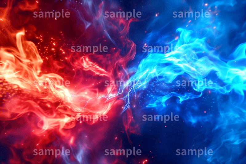 「バトルシーン・炎のサムネイル」フリー素材3枚セット｜YouTubeのVSサムネ・アイキャッチ・ゲームのイメージ背景画像に｜FREE