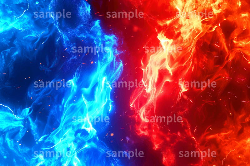 「バトルシーン・炎のサムネイル」フリー素材3枚セット｜YouTubeのVSサムネ・アイキャッチ・ゲームのイメージ背景画像に｜FREE