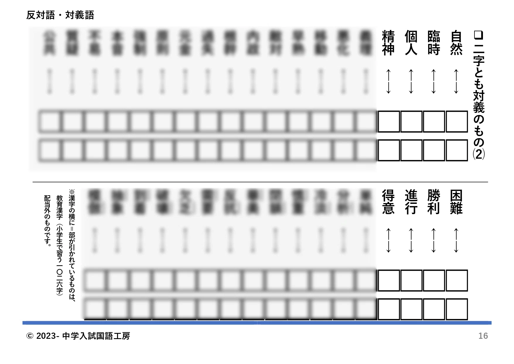 反対の意味の言葉［対義語］620 暗記カード（完成品）中学受験 国語