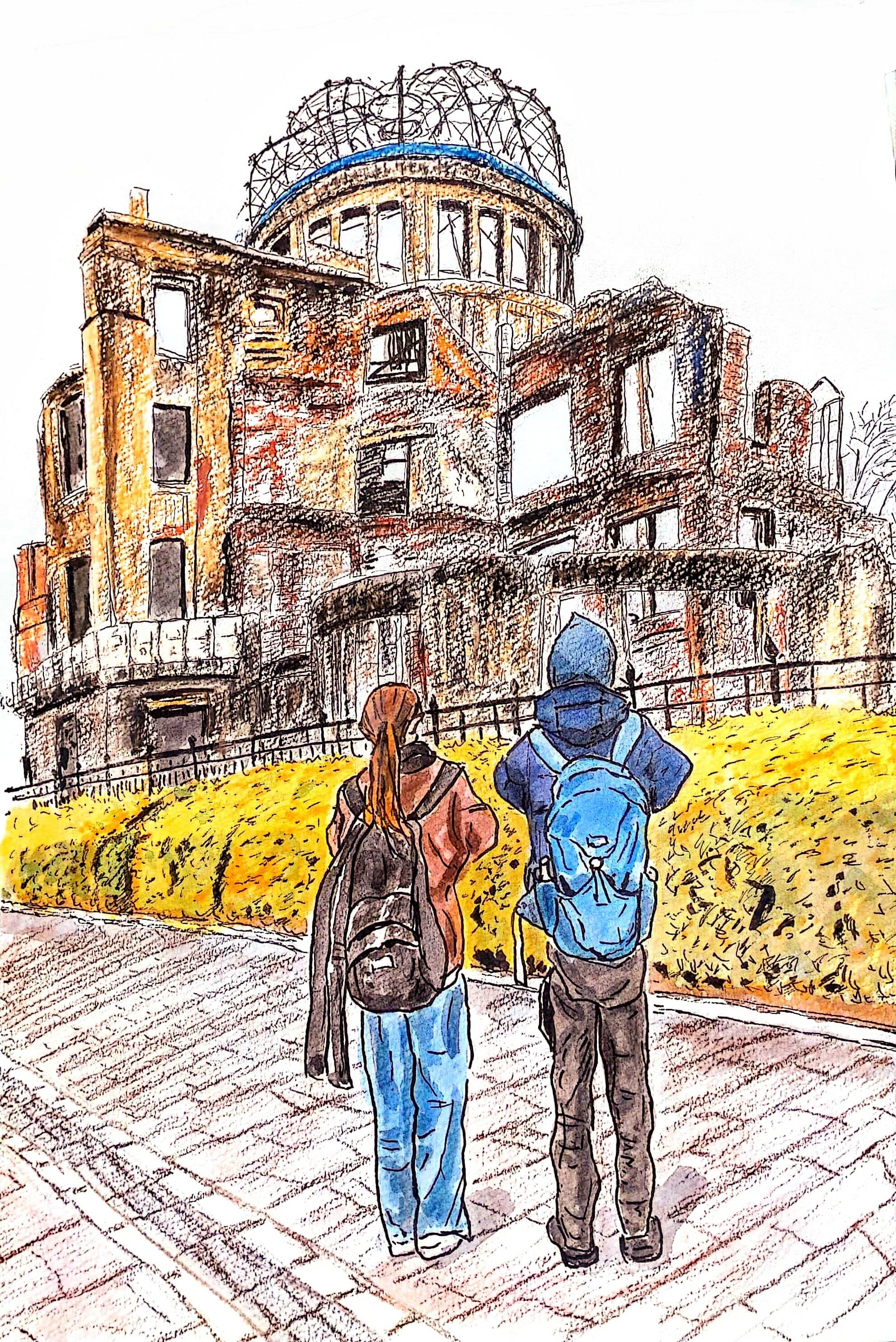 平和公園・散策スケッチ 2 《原爆ドームを描く》 ｜アダージョ・スナフキン