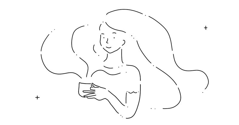 コーヒーの香りにリラックスする女性のイラスト