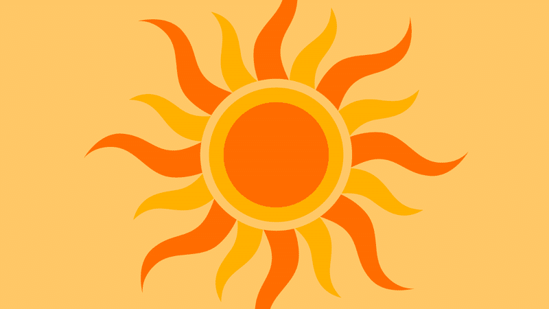 黄色とオレンジの熱を放つメラメラ太陽