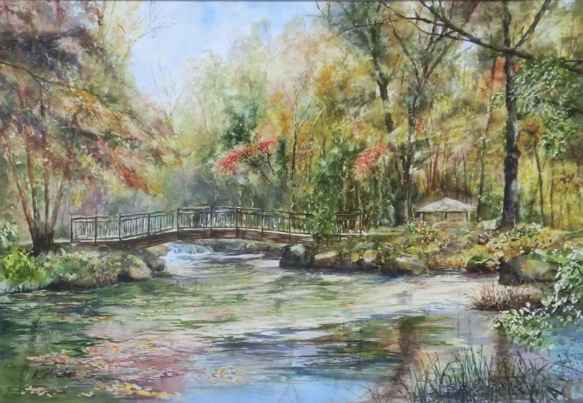 アートかつし 風景画 見違える 水彩画（秋の雑木林）