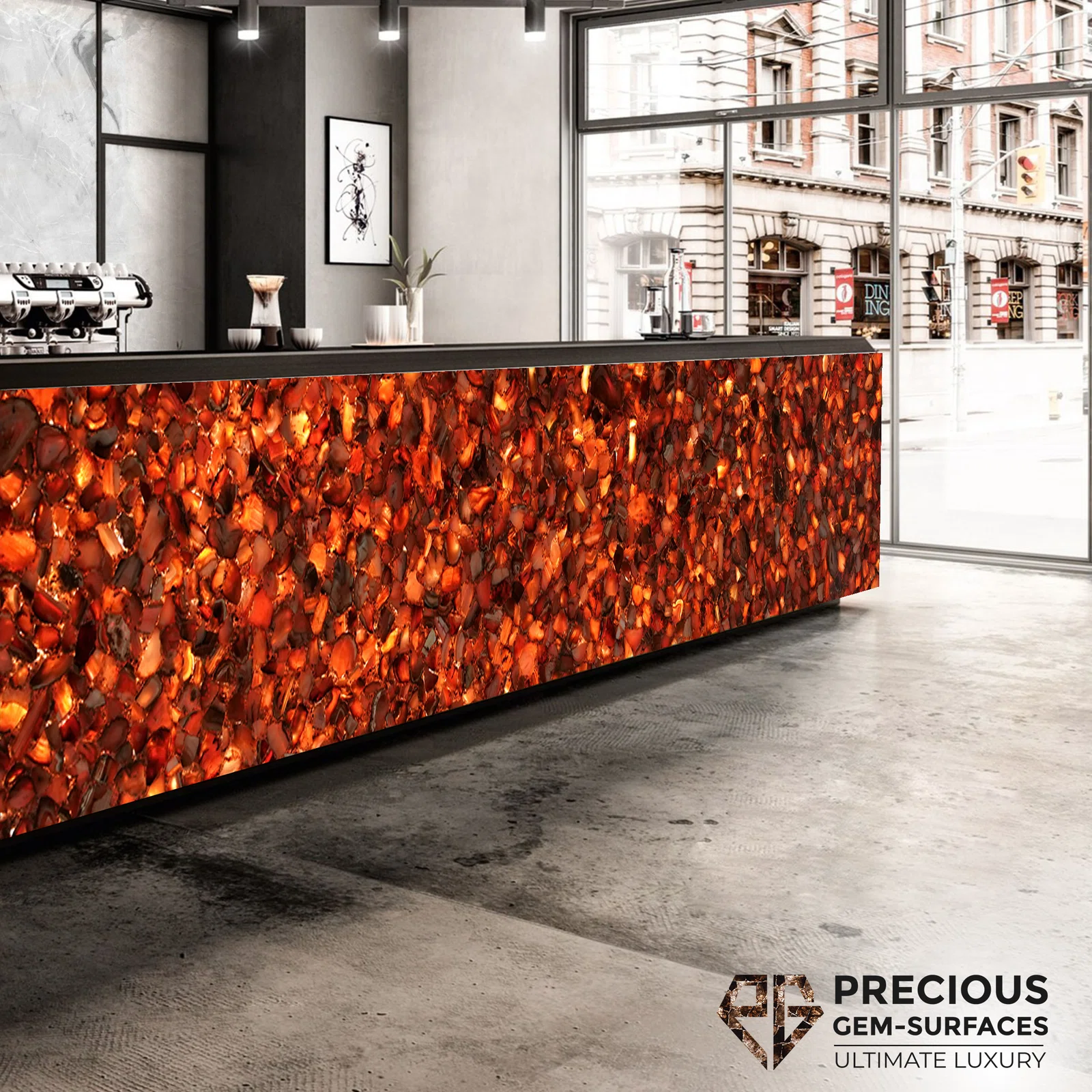 Red Carnalin Semi Precious Gemstone Slabs｜preciousgemsurfaces