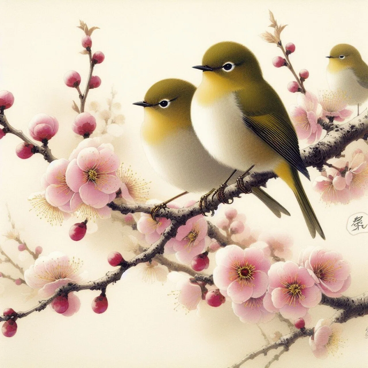 梅の花にメジロ｜画像生成と会話するAIの魅力と可能性