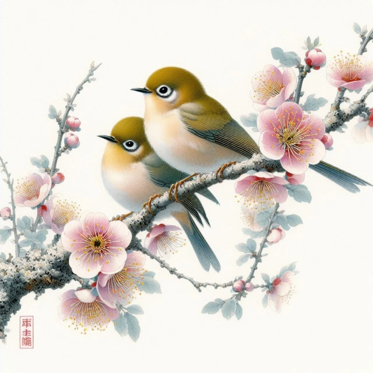 梅の花にメジロ｜画像生成と会話するAIの魅力と可能性