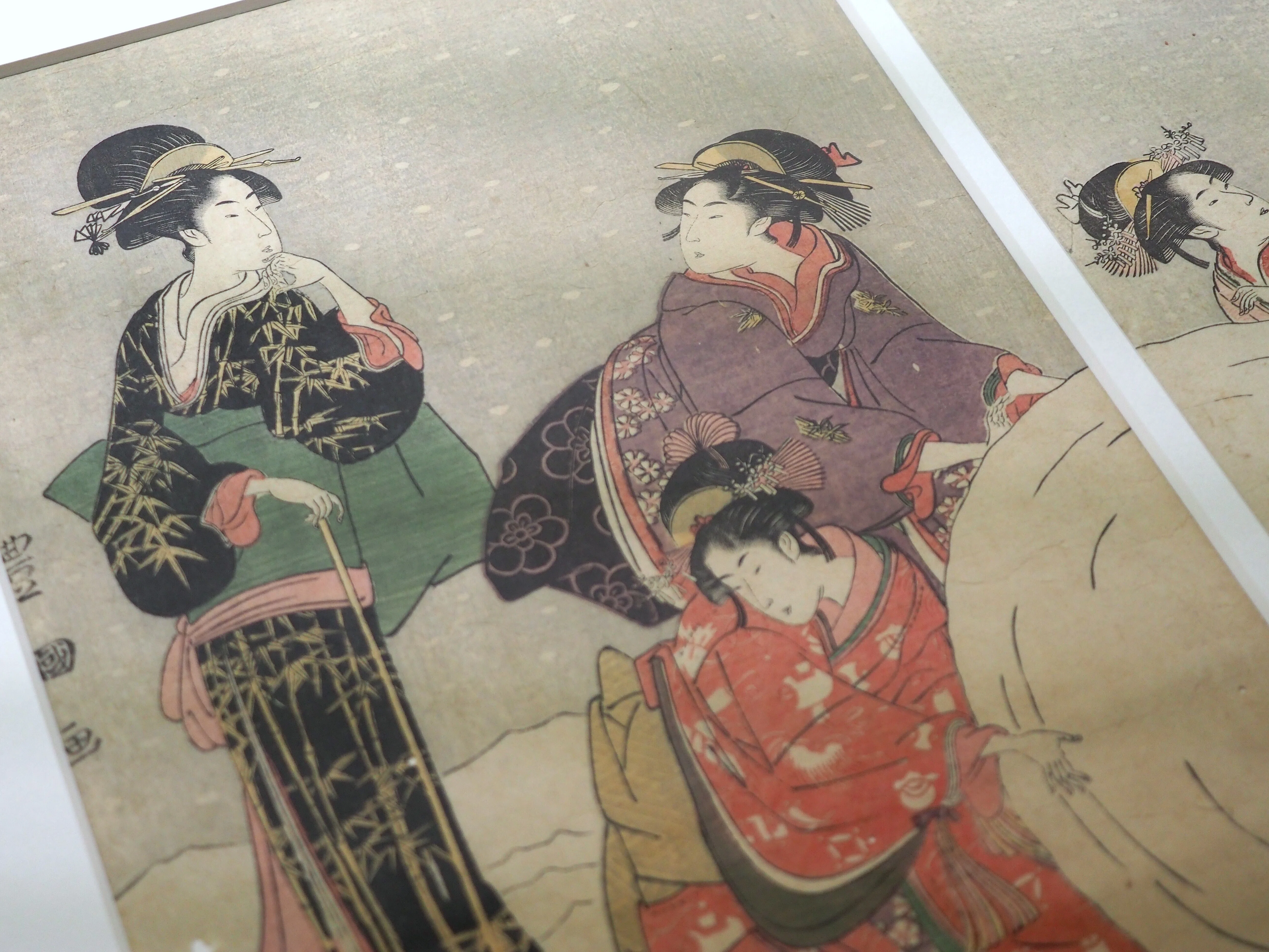 3F 【希少】浮世絵 3枚セット 歌麿・国貞・英泉 美人画 雪景色 暖冬の東京で、江戸の雪景色を見てきました＠東京国立博物館｜かわかわ