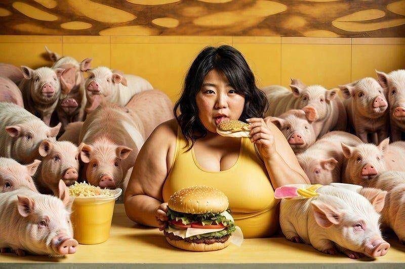 太っている女性（肥満）　AI画像生成、無料（フリー写真・フリー素材）