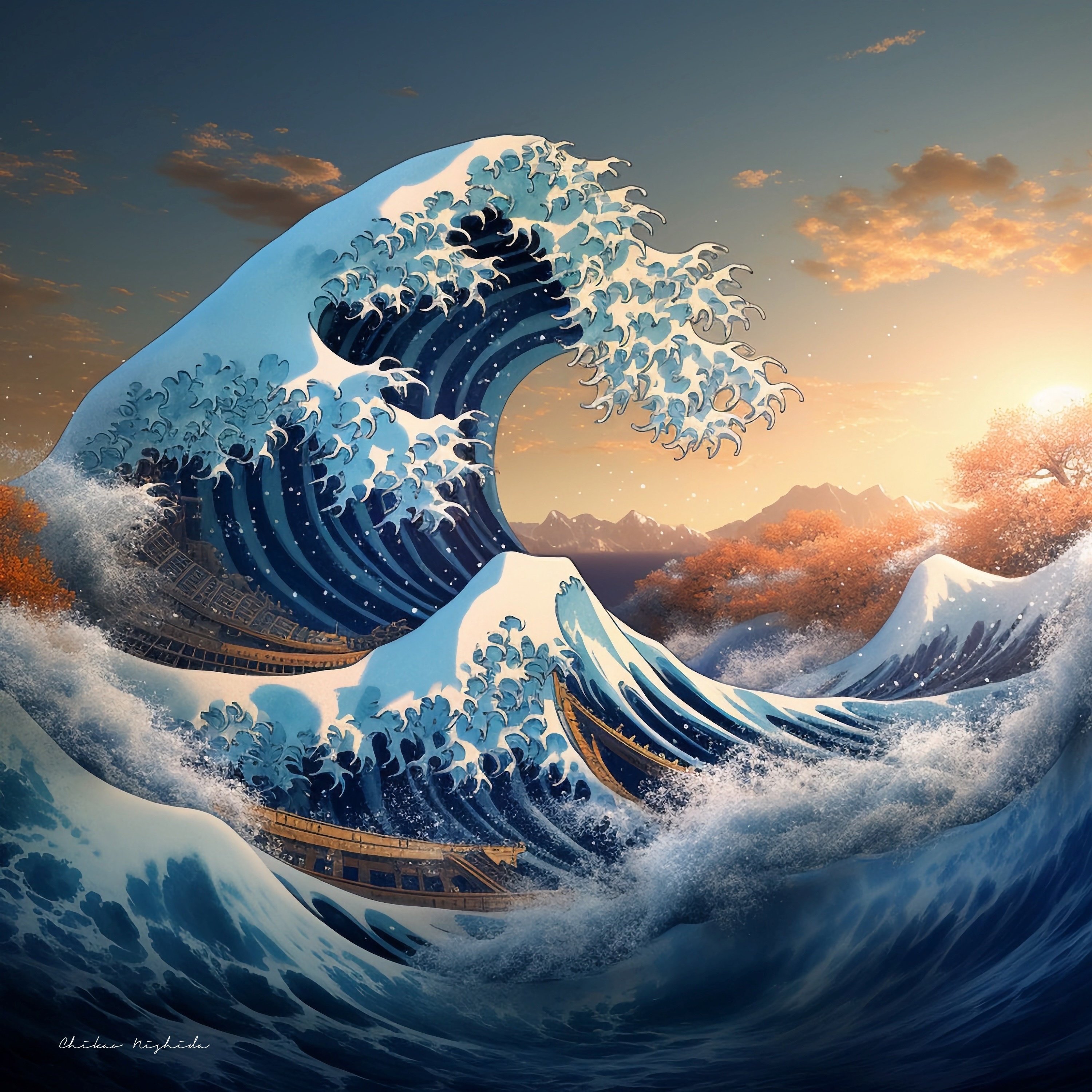 北斎「神奈川沖浪裏」の実写映像化｜西田親生