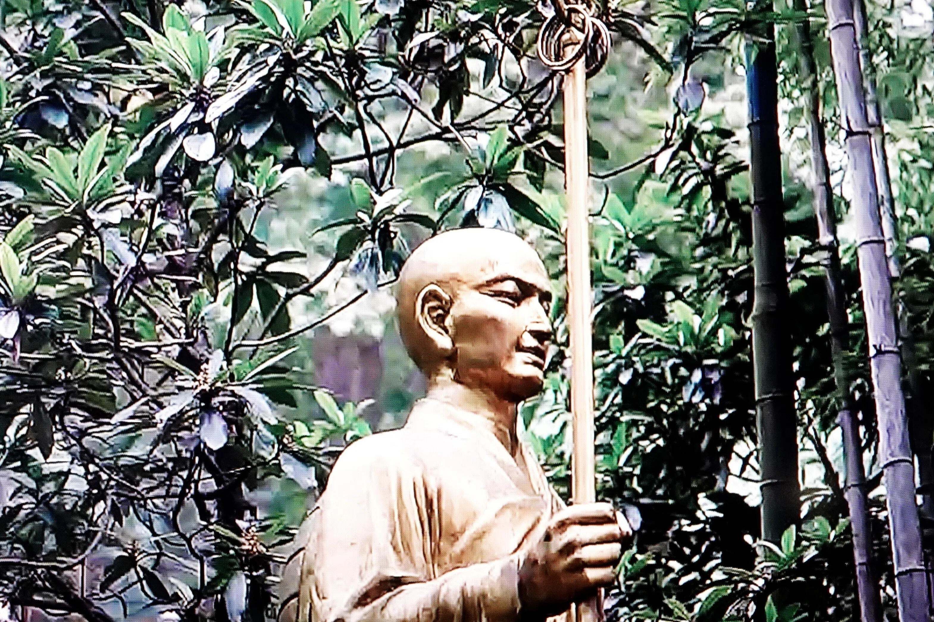 【画】　竹報平安　西安大興善寺 界明法師 1997年絵 空海遣唐使留学～唐王朝「密教」の中心「大興善寺」の修業｜oichan