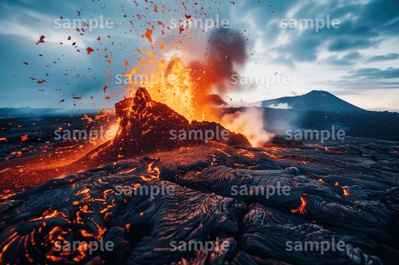 「噴火する火山」のフリー素材3枚セット｜災害・自然のイメージ画像に｜FREE