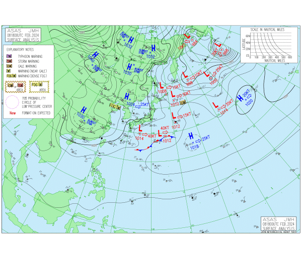 03時の実況天気図