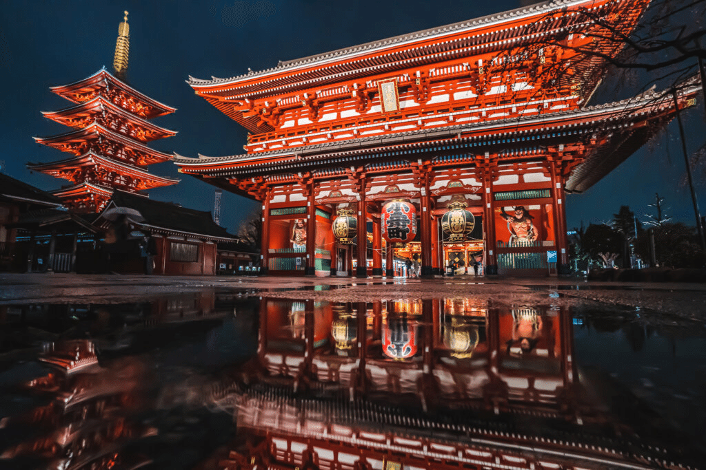 アート作品「バタフライ」 浅草寺で撮った写真をアプリで編集して作成しました。 浅草寺 夜景 写真素材 [ 6131761 ] - フォトライブラリー