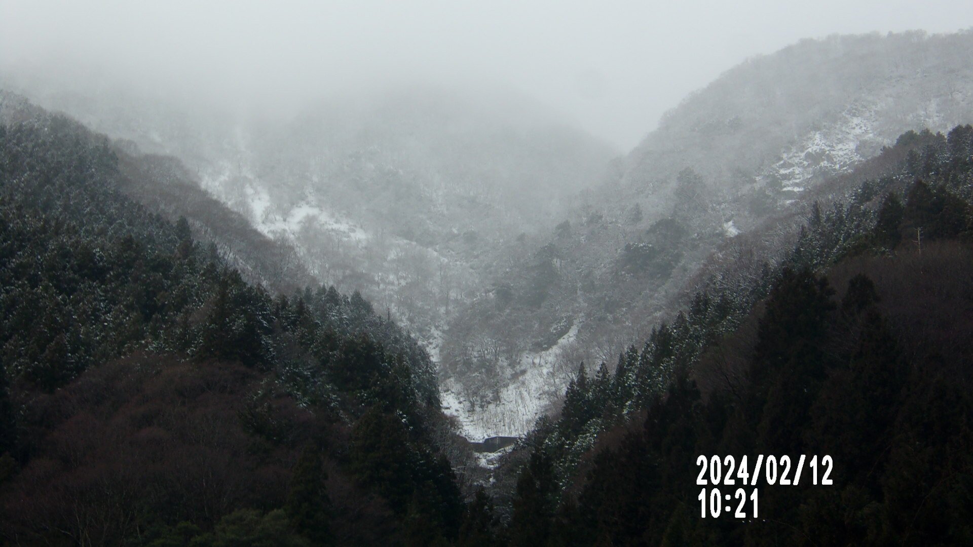 春の雪が積もった「さざれ石」岐阜県揖斐川町古屋から笹又への雪道を