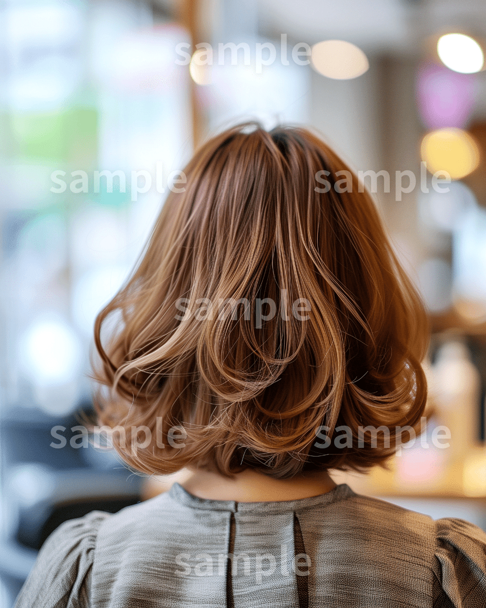 【髪型サンプル】「ベージュカラー女性の後ろ姿」フリー素材3枚セット｜ヘアスタイル・美容・ブログやHPのイメージ画像に｜FREE