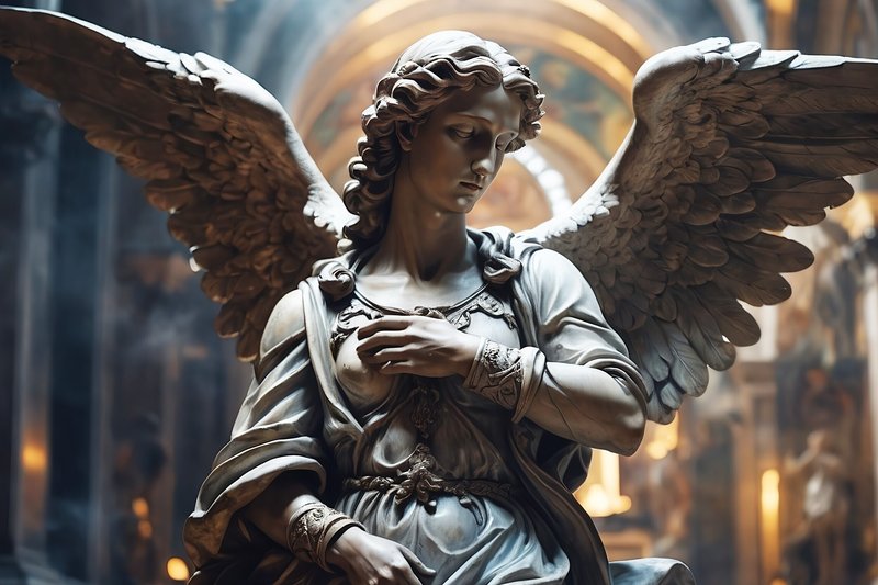 天使の銅像,フリー写真,（人物）,AI画像生成,無料（フリー素材）04