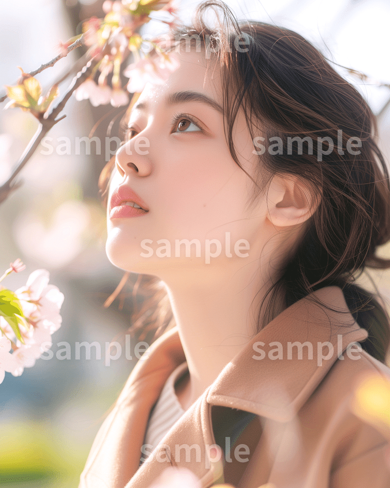 【春】ハンドメイドの着画！「桜と女性」のフリー素材3枚セット｜アクセサリー・フリマアプリ・ネット販売のイメージ画像に