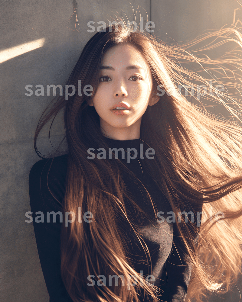 【美女】「ロングヘアのアジア人女性モデル」フリー素材3枚セット｜ヘアスタイル・美容・ブログやHPのイメージ画像に｜FREE