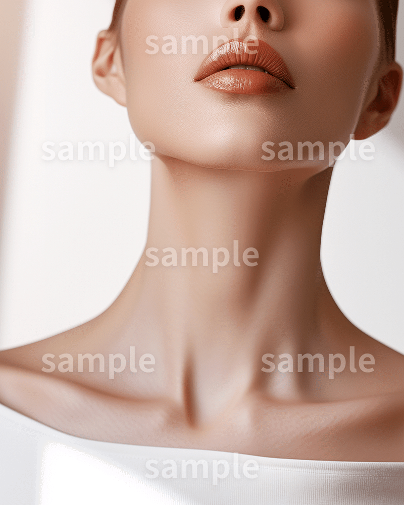 【印刷OK】「ハンドメイドアクセサリー」の着画作成用「女性の首元」フリー素材3枚セット｜ネックレス・フリマアプリ・ネット販売のイメージ画像に