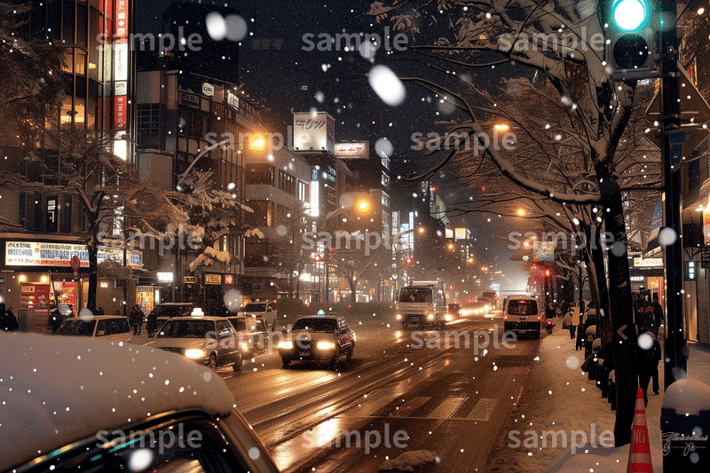 【冬】「雪の日のオフィス街」フリー素材3枚セット｜季節・都会・イメージ画像に｜FREE