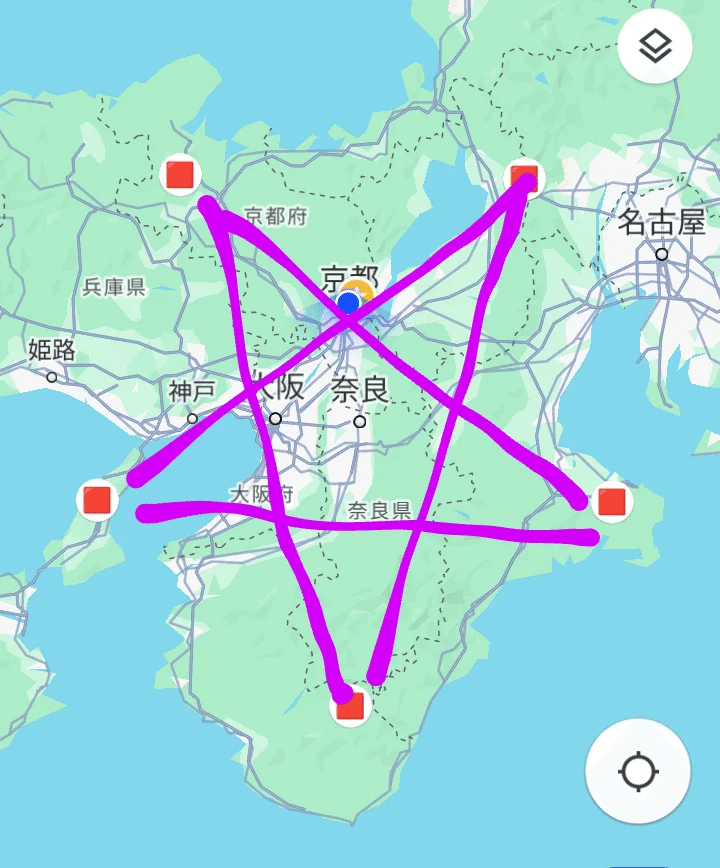 五芒星巡り用補助用具　（関西五芒星巡り及びイメージトレーニング用として） 五芒星巡り用補助用具 （関西五芒星巡り及びイメージ