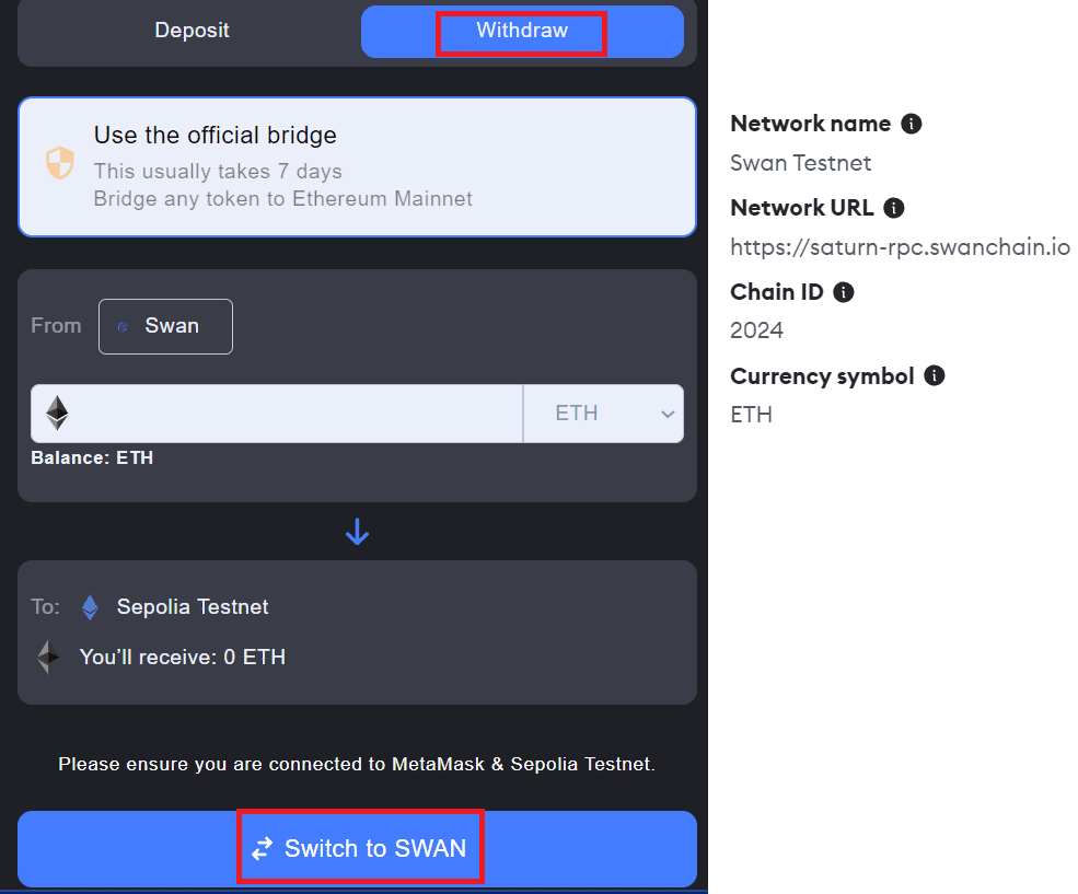 Swan Chain -テストネット-｜mush
