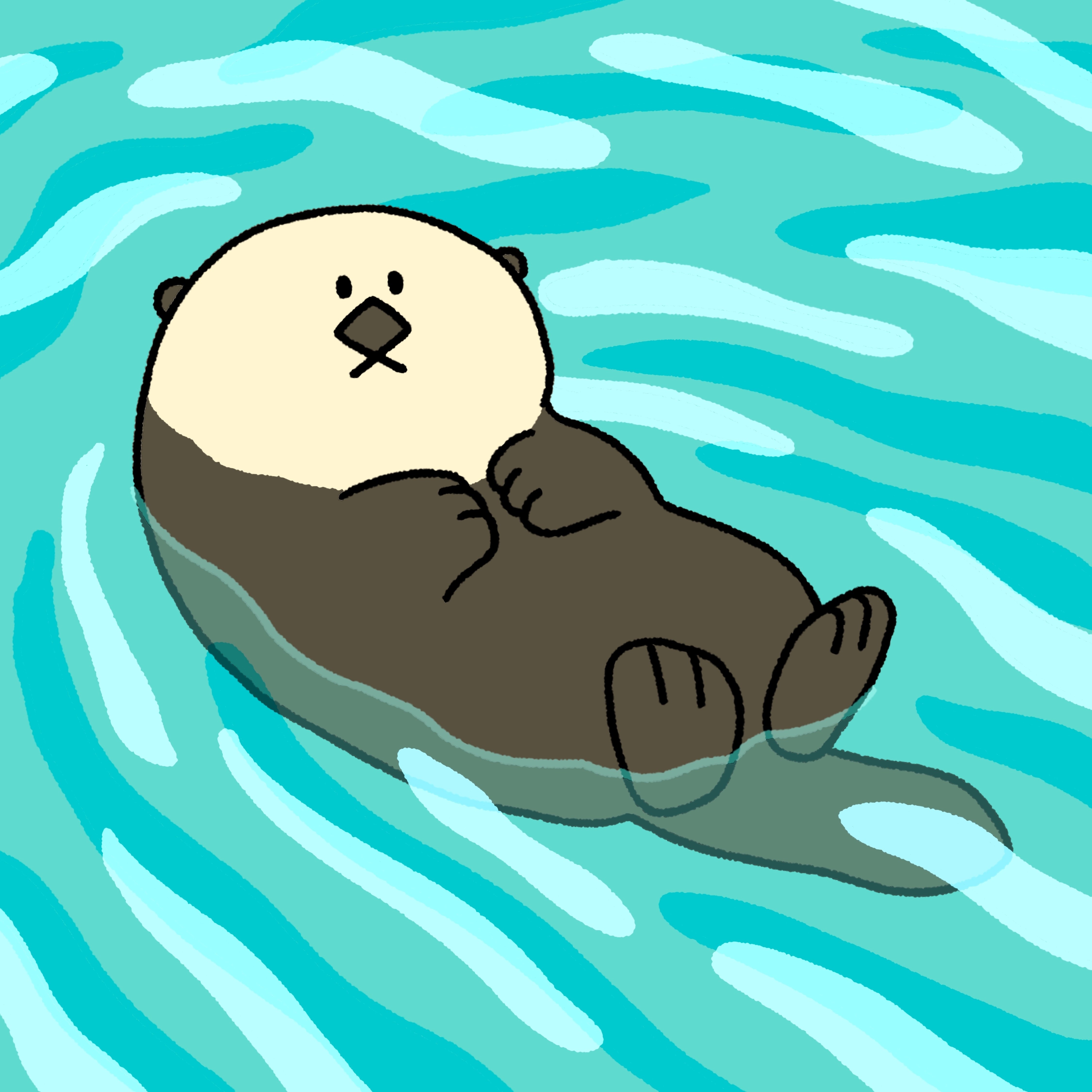 189 水面を漂うラッコ｜テツロウ（イラストレーター）