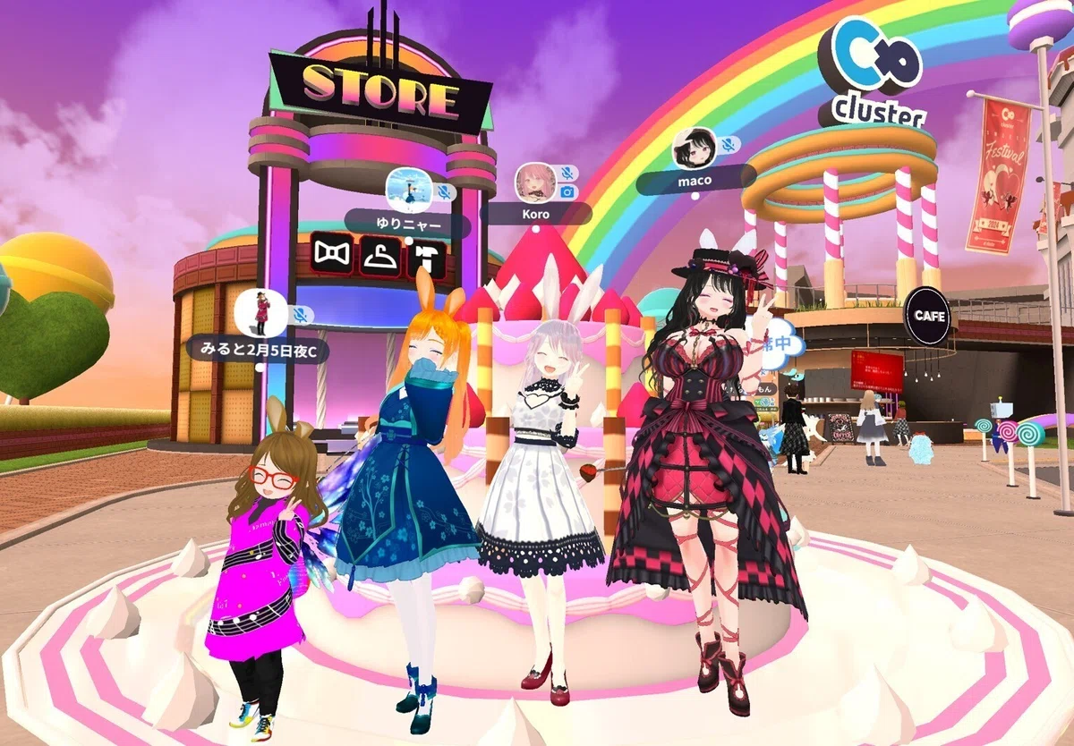 SWEETS Festival Clusterロビーバレンタイン仕様でとっても可愛かった❤このときのスタイルもめっちゃお洒落!さすが、アバタースタイリスト、macoちゃん私の自慢の推しクリエイターです❤❤