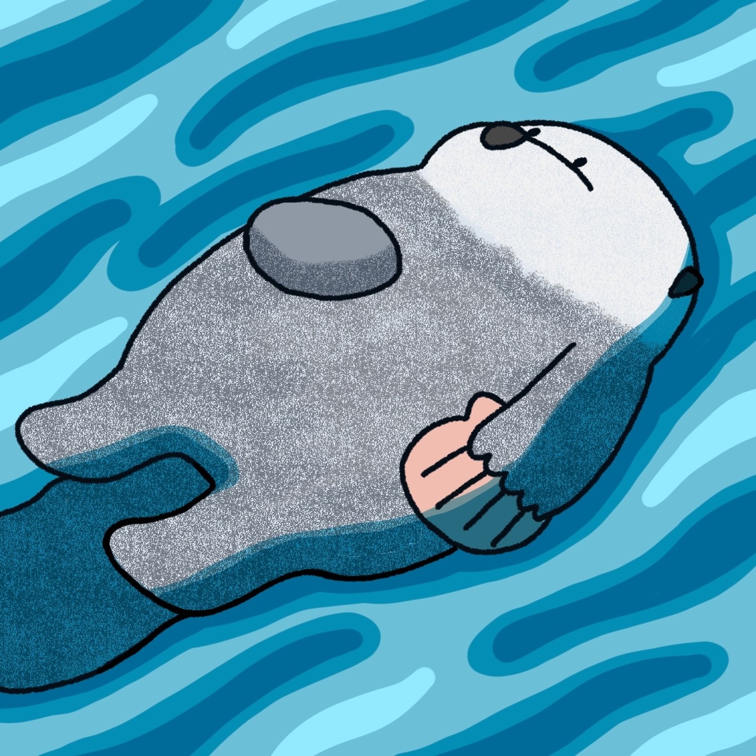 189 水面を漂うラッコ｜テツロウ（イラストレーター）