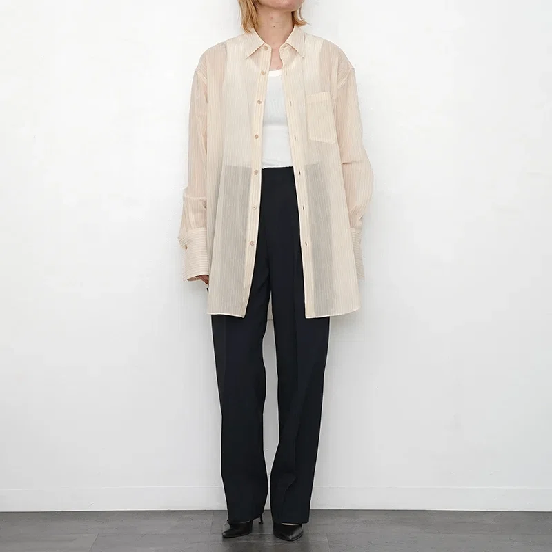 AURALEE】今季注目No. 1シャツ HARD TWIST FINX ORGANDY STRIPE SHIRT