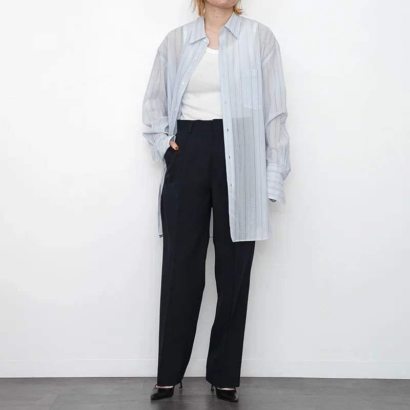 AURALEE】今季注目No. 1シャツ HARD TWIST FINX ORGANDY STRIPE SHIRT 