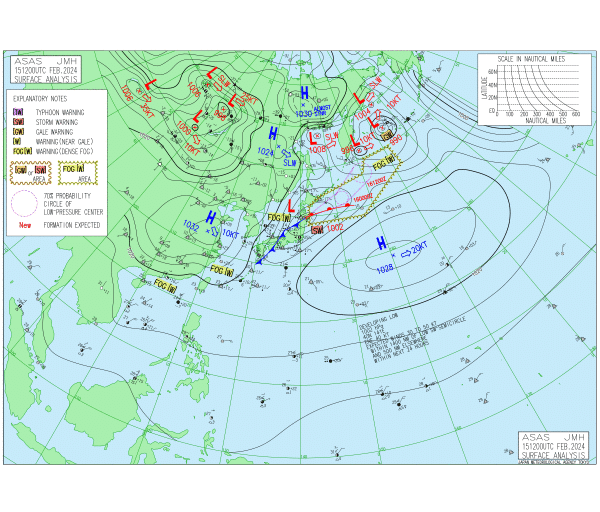 21時の実況天気図