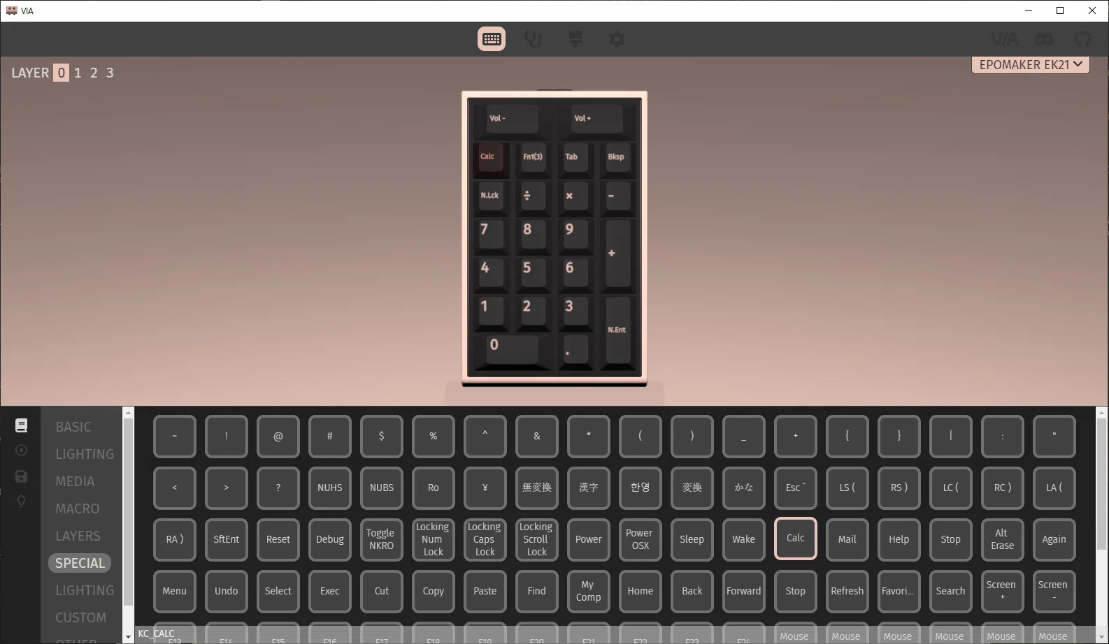 無線のテンキー(EPOMAKER EK21) プログラマブル対応を使って 無線のテンキー(EPOMAKER EK21) プログラマブル対応を使って