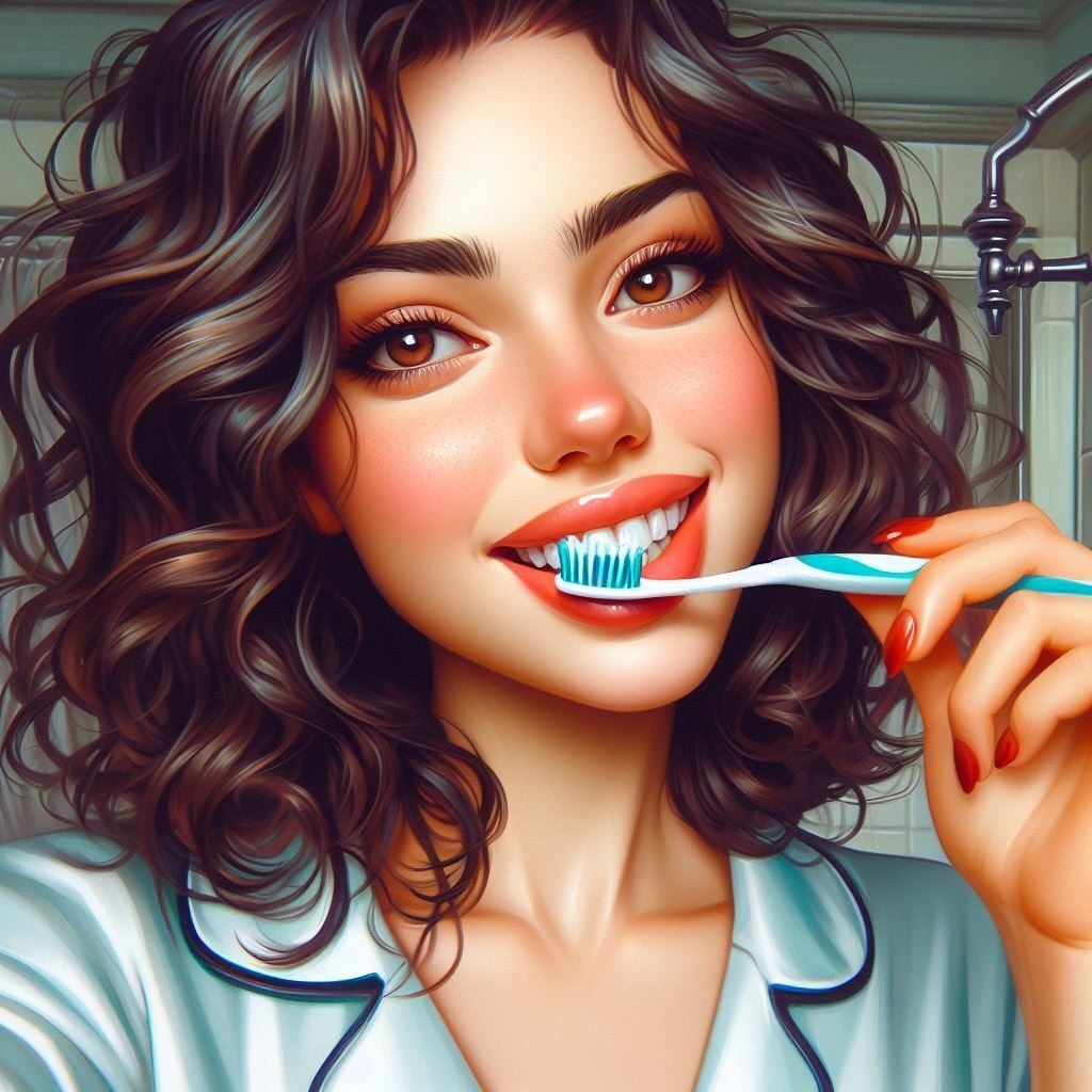 歯磨き女子 @Bing＋プロンプト｜茜町春彦