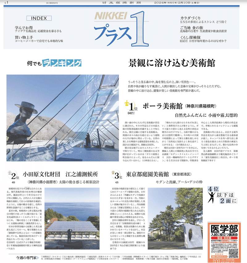 日経新聞・景観に溶け込む美術館