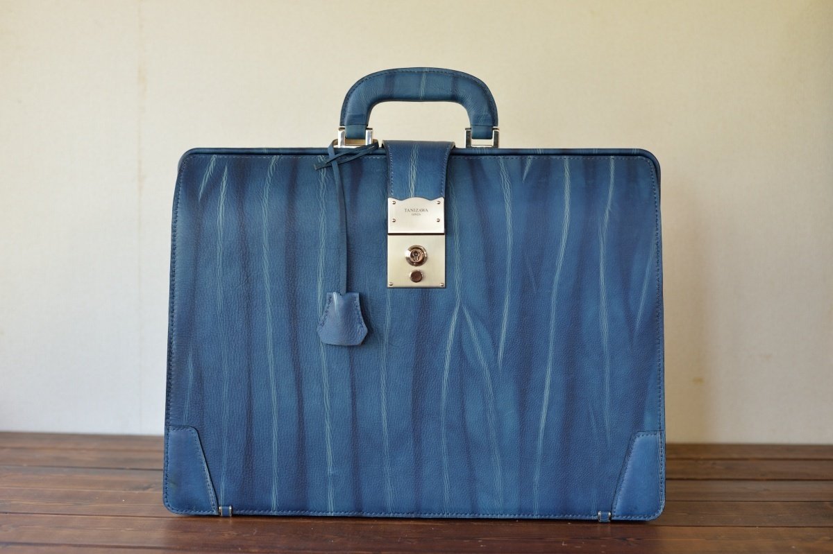 藍染の総手縫いダレスバッグ｜ReiLeather