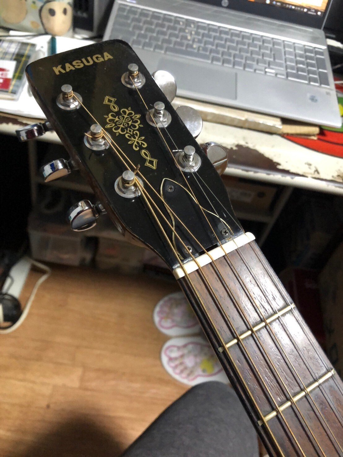 日本の古いギター 「春日ギター」 ウッドショック｜（花鳥風月）ikesan