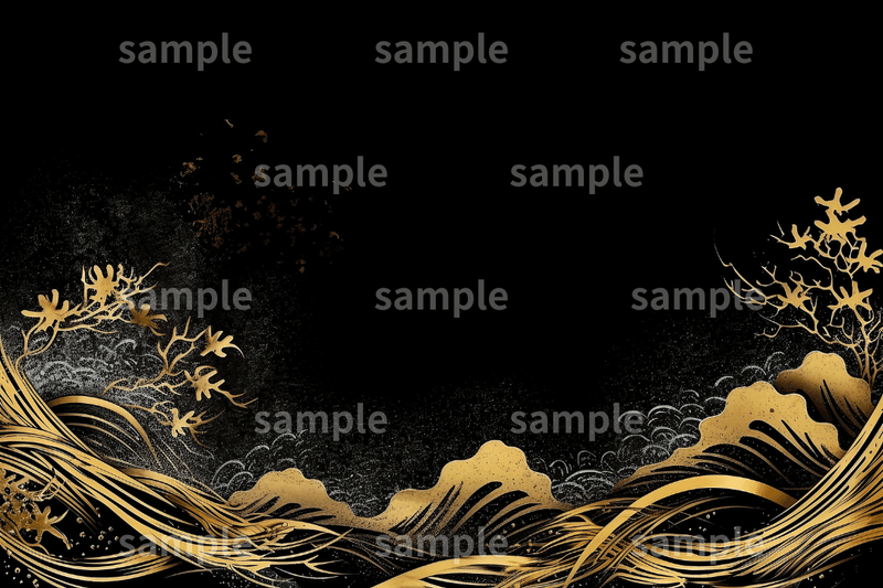 【和柄】「黒×金の和風イラスト」フリー素材3枚セット｜背景・名刺デザイン・アイキャッチ・イメージ画像に