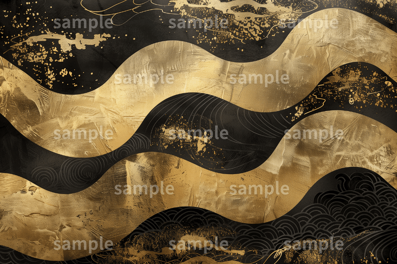 【日本文化の魅力】「ブラック×ゴールドの和柄」フリー素材5枚セット｜背景・名刺デザイン・アイキャッチ・イメージ画像に