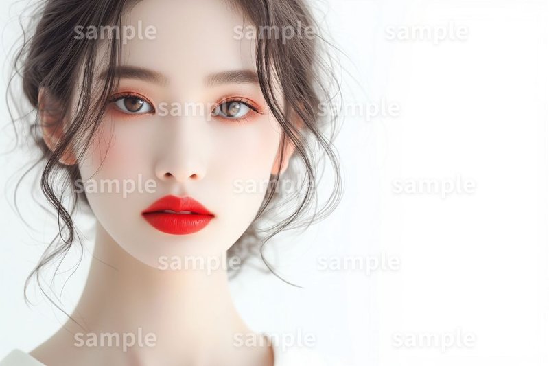 【美容】「赤いリップを塗った女性」フリー素材3枚セット｜化粧品・口紅・美容広告イメージ画像に｜FREE