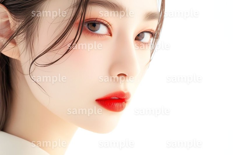【美容】「赤いリップを塗った女性」フリー素材3枚セット｜化粧品・口紅・美容広告イメージ画像に｜FREE