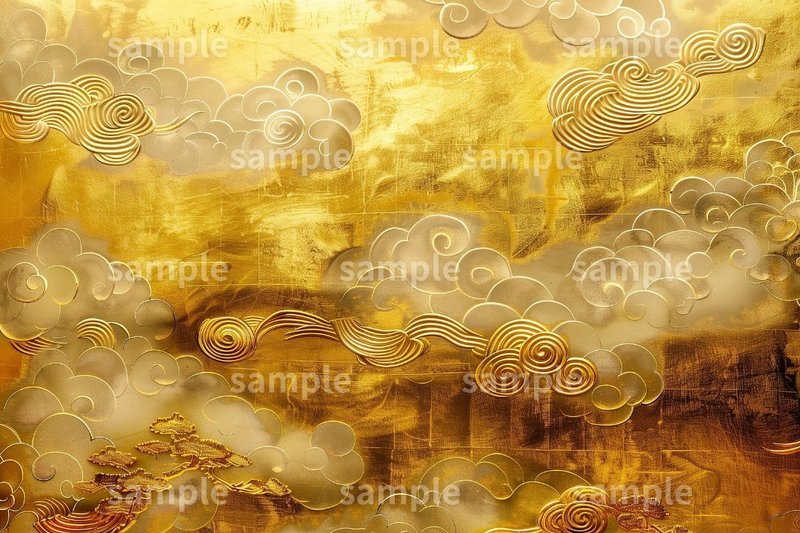 【雲】「ゴールドの和柄」フリー素材3枚セット｜背景・名刺デザイン・アイキャッチ・イメージ画像に