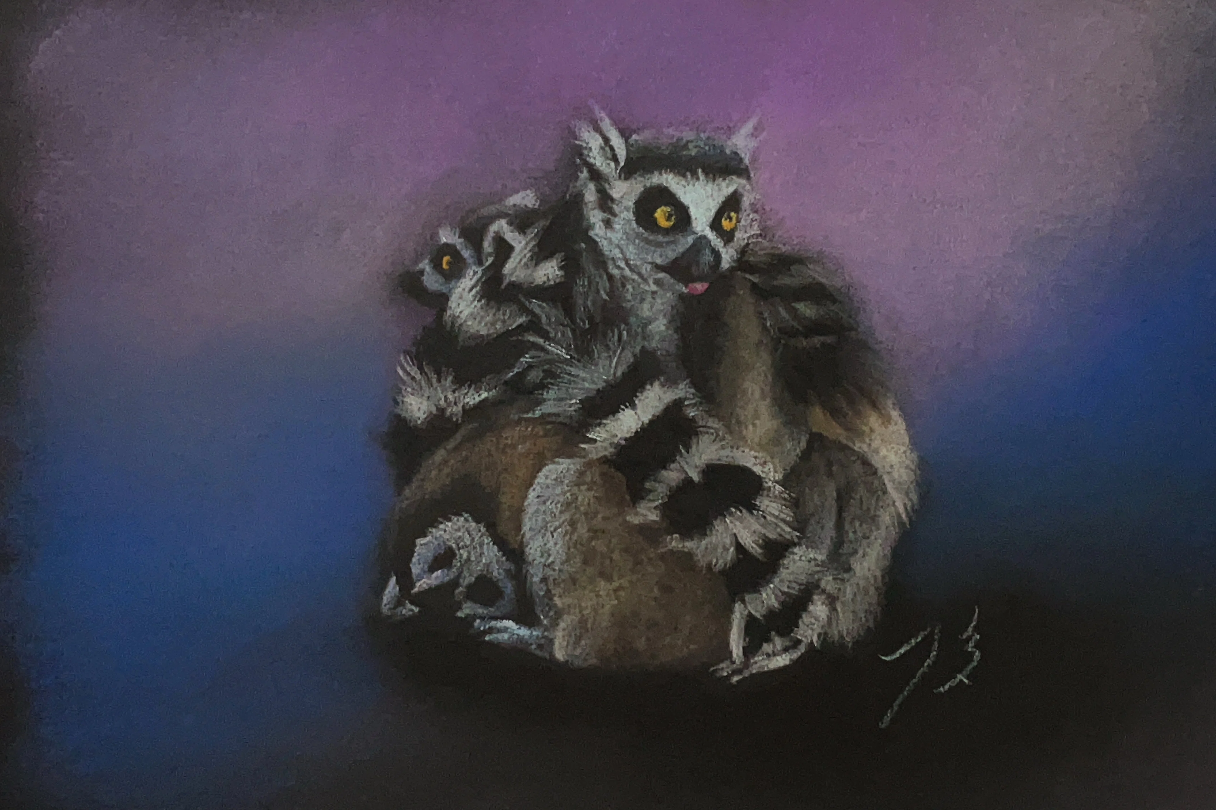 動物画、いろいろ描いてます♪ 今回は可愛いワオキツネザル｜てぃーが 