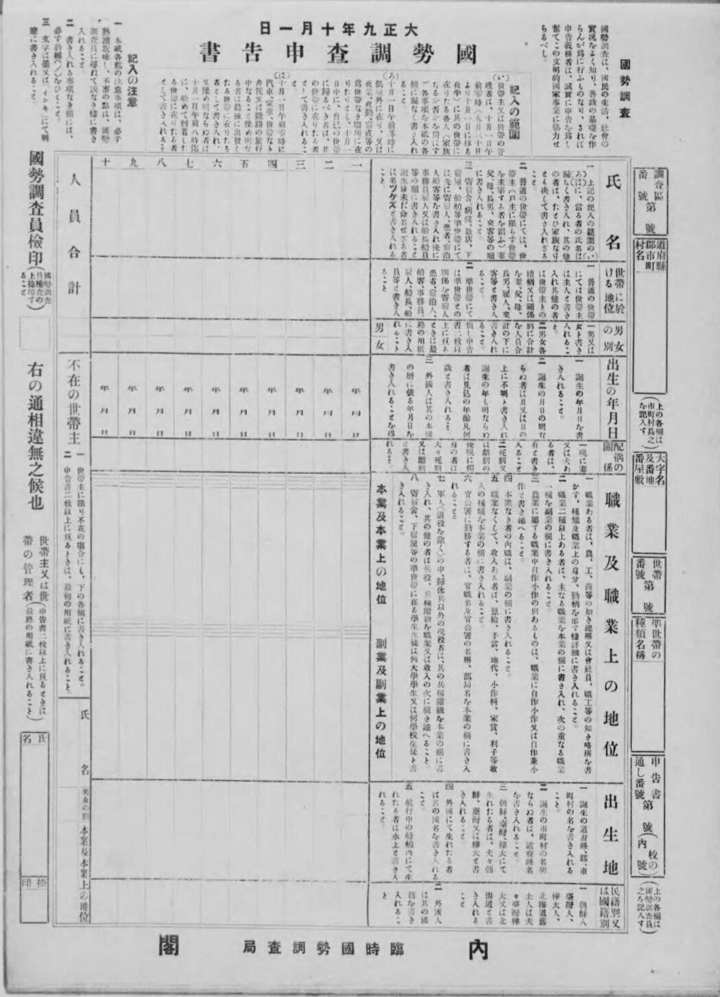 第1回国勢調査について